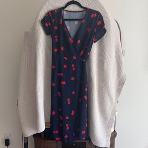 REALISATION PAR WRAP DRESS Women's Navy and Red CHERRY PRINT